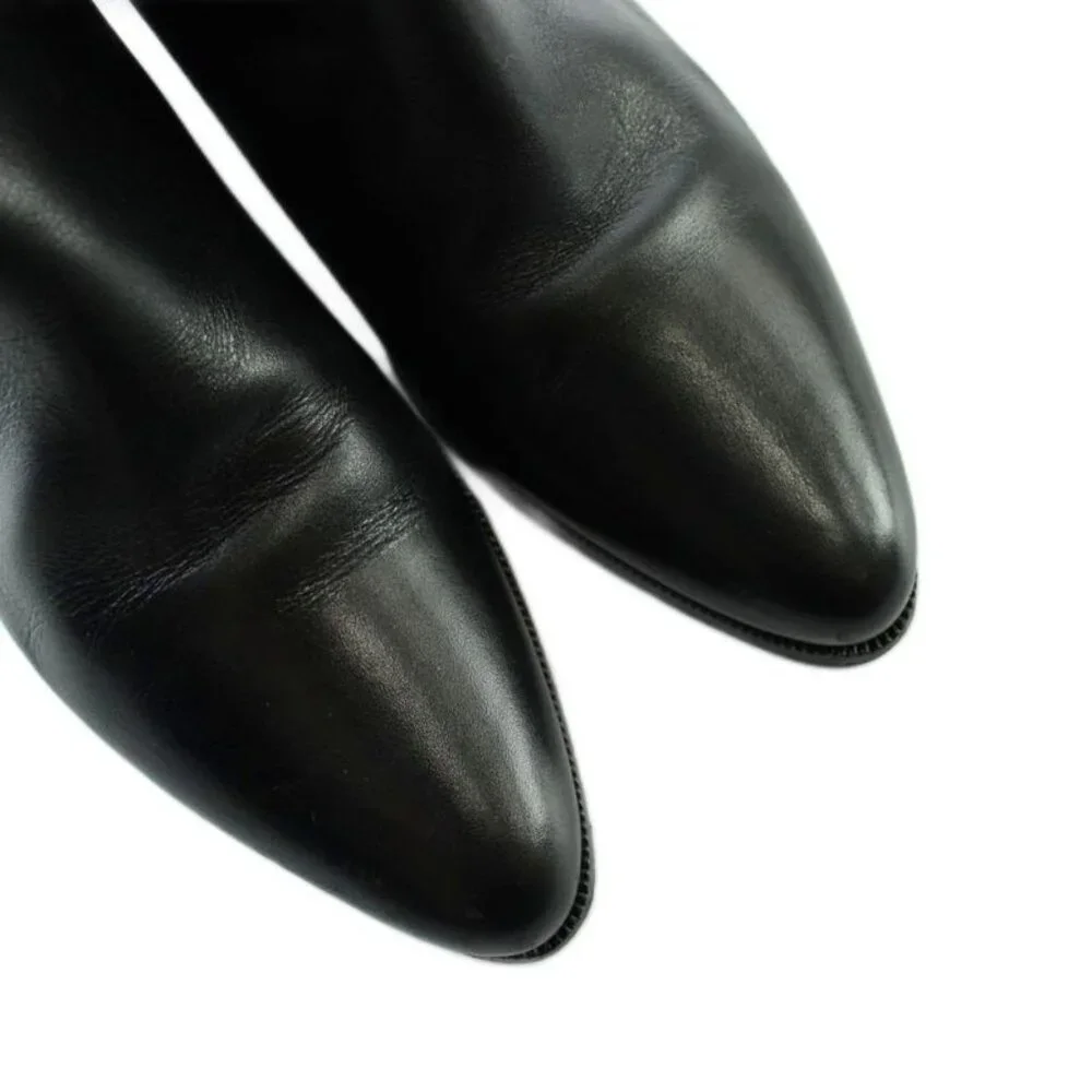 Celine Short Boots Leather Belt Pointed Toe Logo 36 Black - Picture 4 of 6